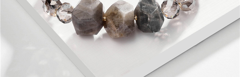 Fashion Gray Natural Cut Stone Beads Open Bracelet,Fashion Bracelets