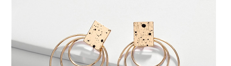 Fashion Gold Alloy Spray Paint Multi-layer Circle Square Earrings,Drop Earrings
