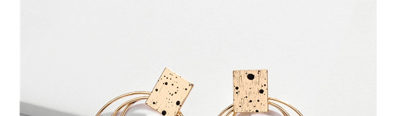 Fashion Gold Alloy Spray Paint Multi-layer Circle Square Earrings,Drop Earrings
