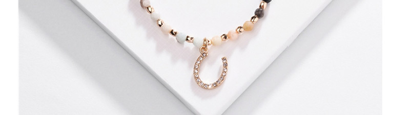 Fashion Gray Alloy Drill U-shaped Pull Natural Stone Beads Bracelet,Fashion Bracelets
