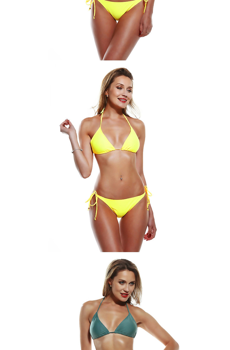 Fashion Yellow Solid Color Split Swimsuit,Bikini Sets