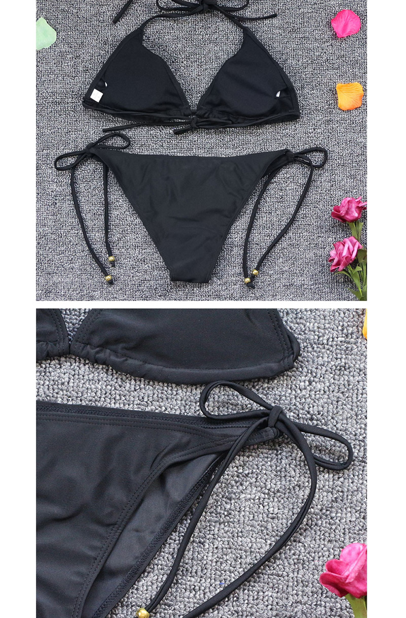 Fashion Black Solid Color Split Swimsuit,Bikini Sets