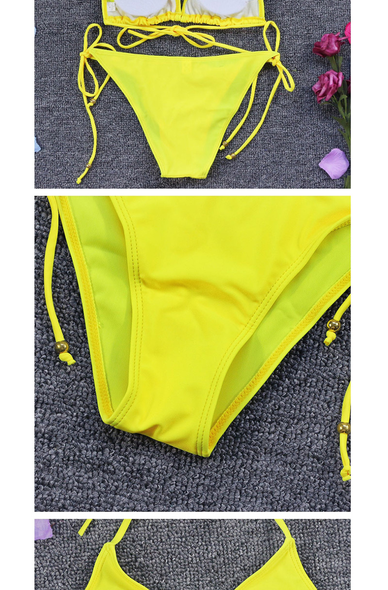 Fashion Yellow Solid Color Split Swimsuit,Bikini Sets