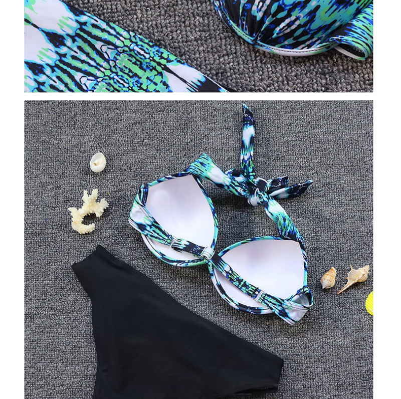 Fashion Blue Printed Split Swimsuit,Bikini Sets