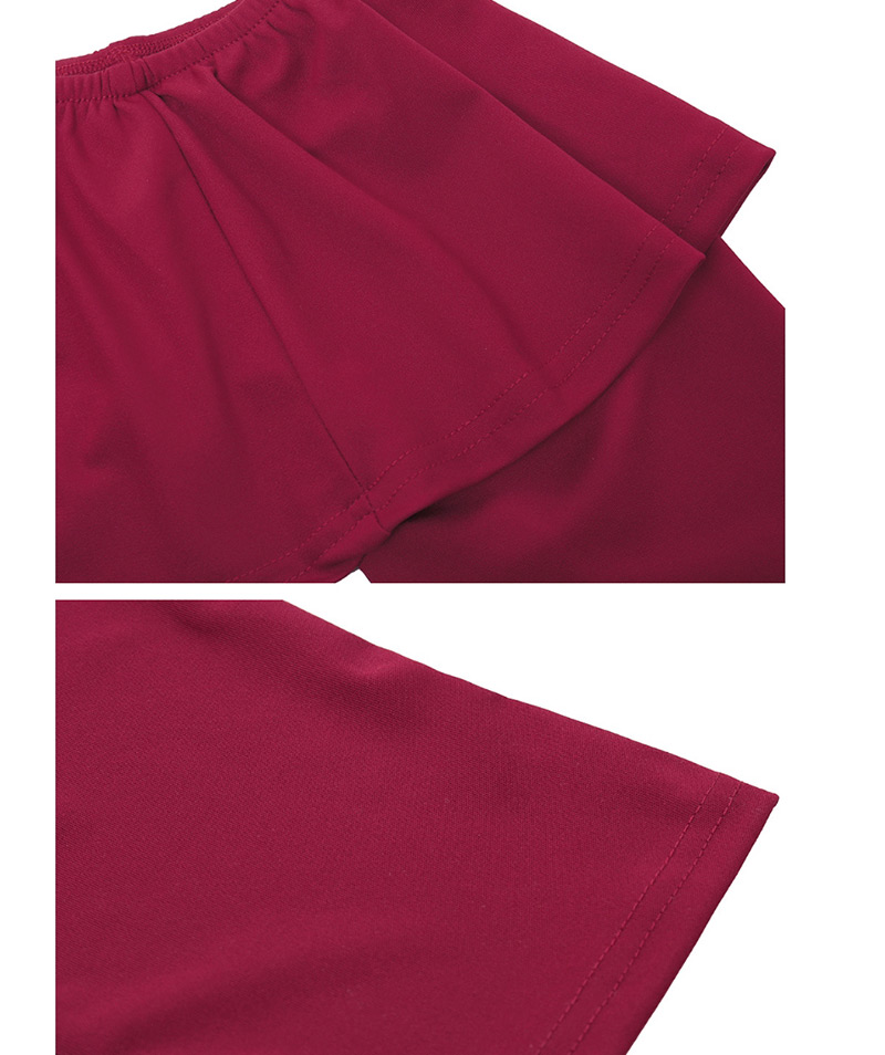 Fashion Wine Red One-shoulder V-neck Ruffled Bandage Jumpsuit,Pants