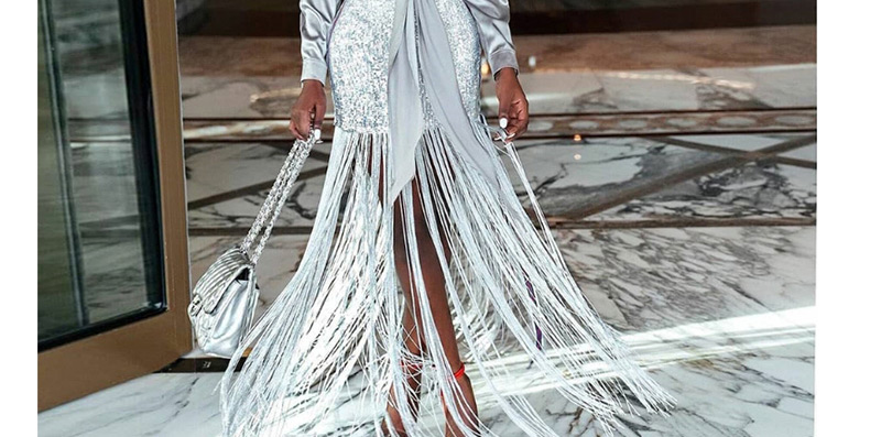 Fashion Silver Stitching Fringed High Waist Irregular Skirt,Skirts
