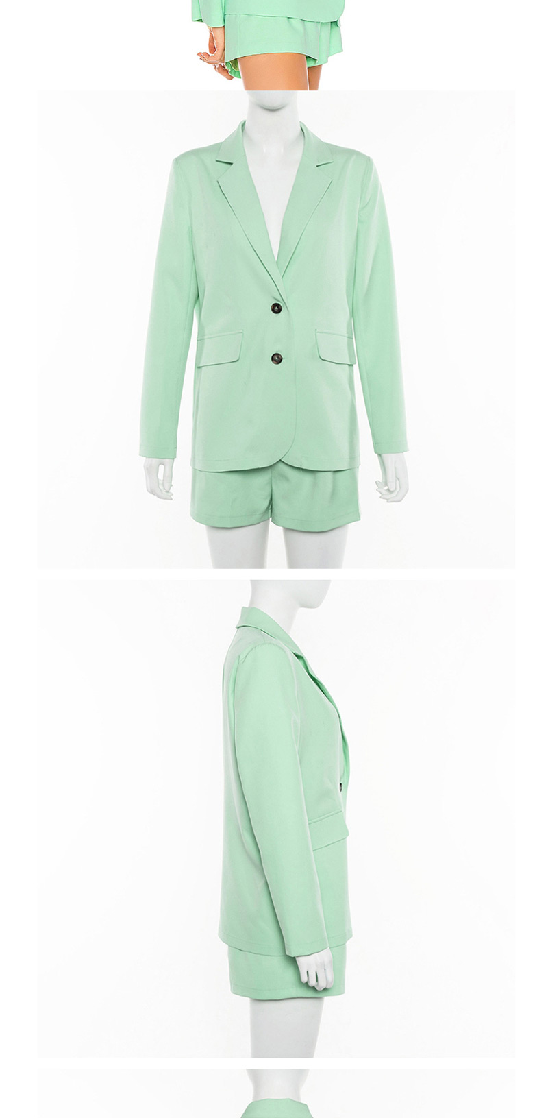 Fashion Green Suit Small Suit High Waist Five Pants Suit,Coat-Jacket
