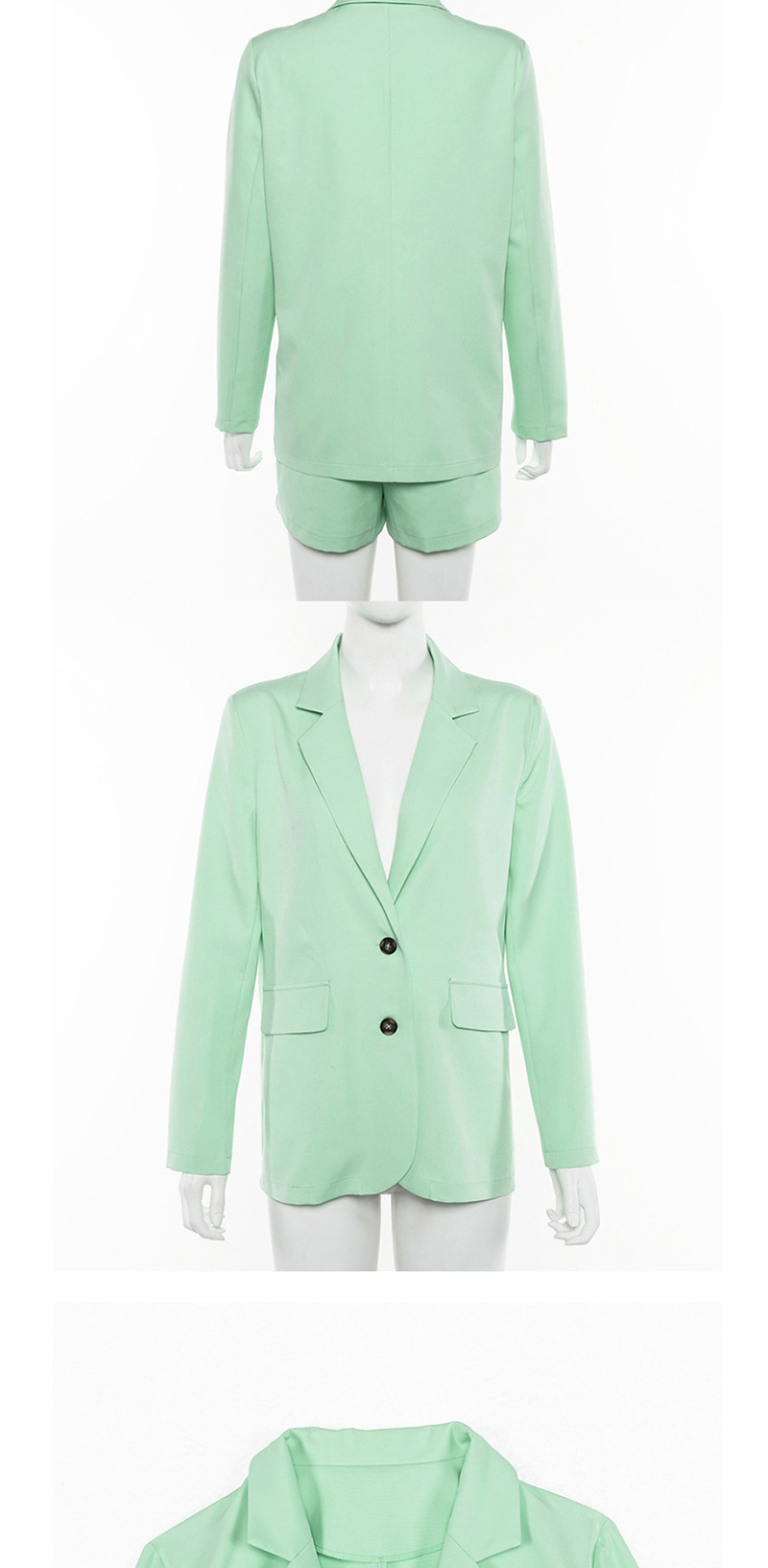 Fashion Green Two Buckle Small Suit,Coat-Jacket
