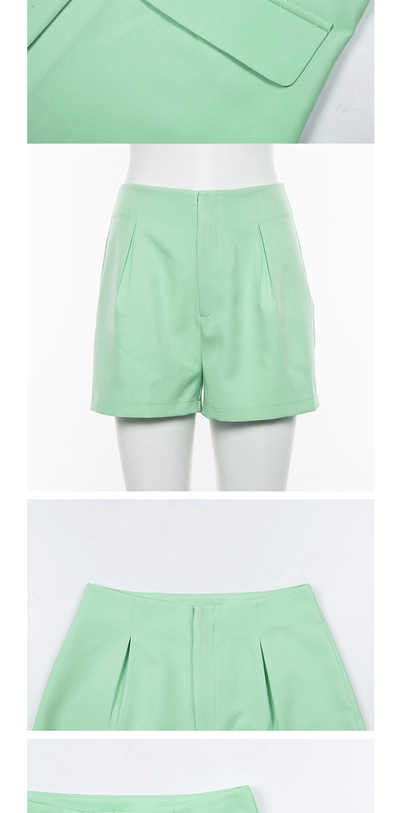 Fashion Green High-waist Pleated Five-pants,Shorts