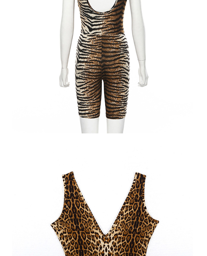 Fashion Leopard V-neck Halter One-piece Pants,Pants