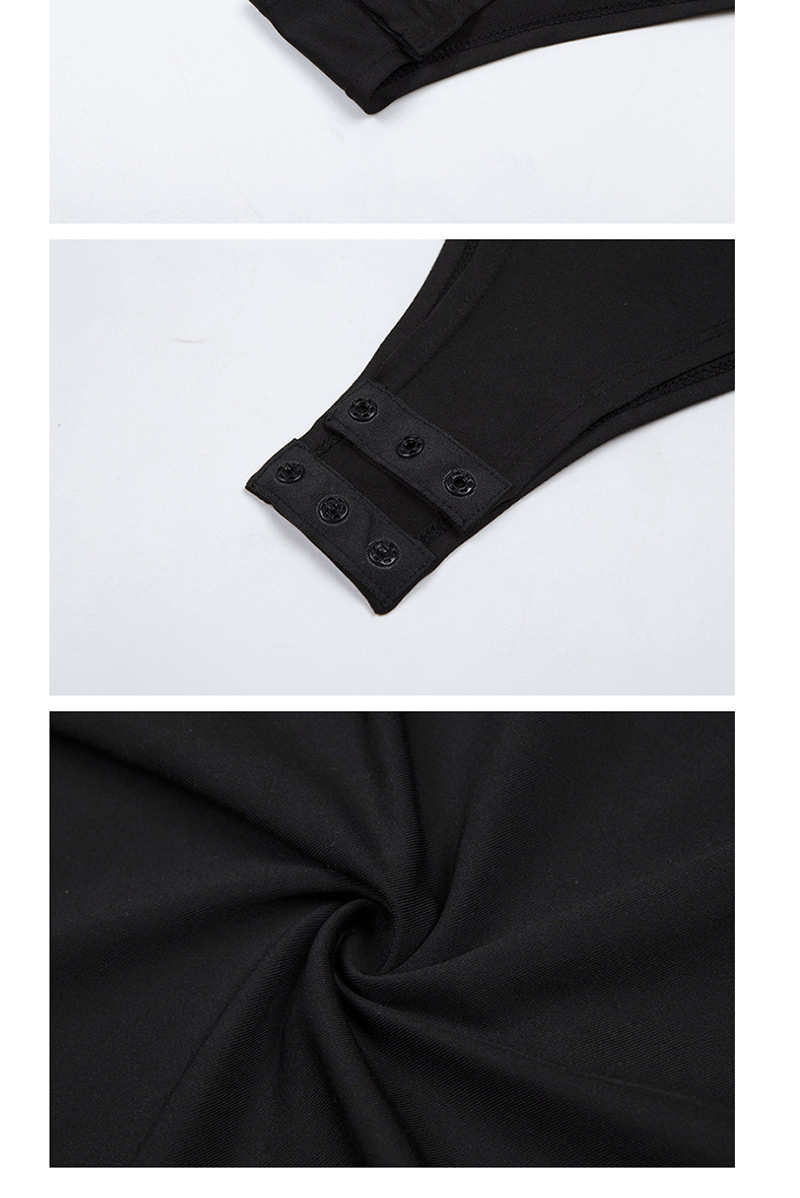 Fashion Black Contrast Stitching Single Piece Mesh Gauze,One Pieces