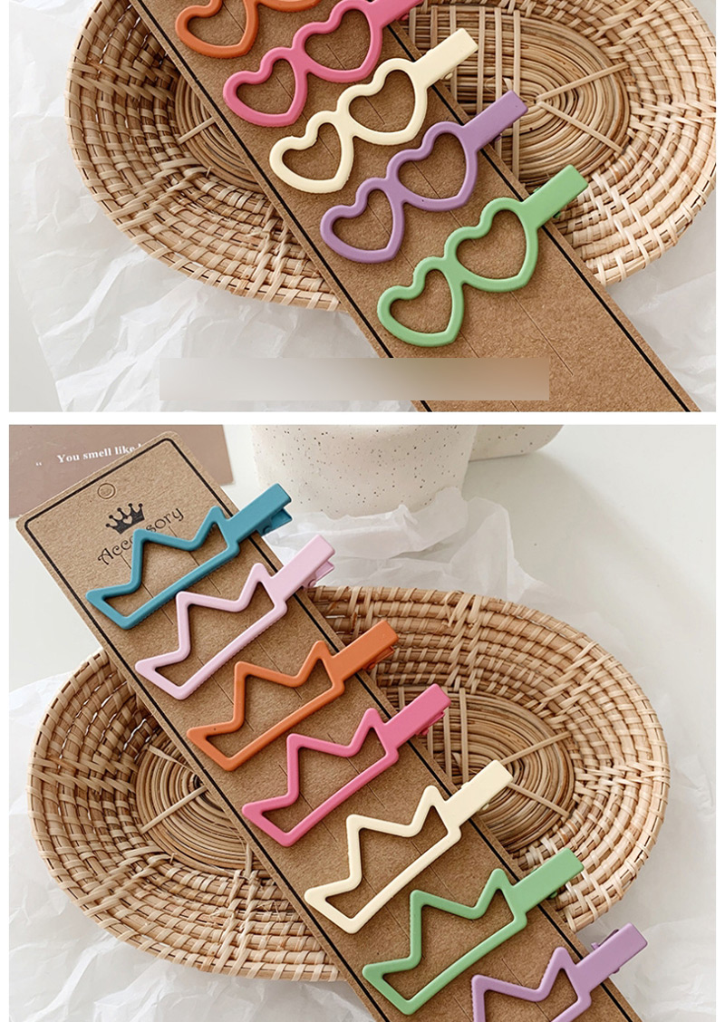 Fashion Love Section / 7 Color Set Frosted Geometric Hair Clip Combination,Hairpins