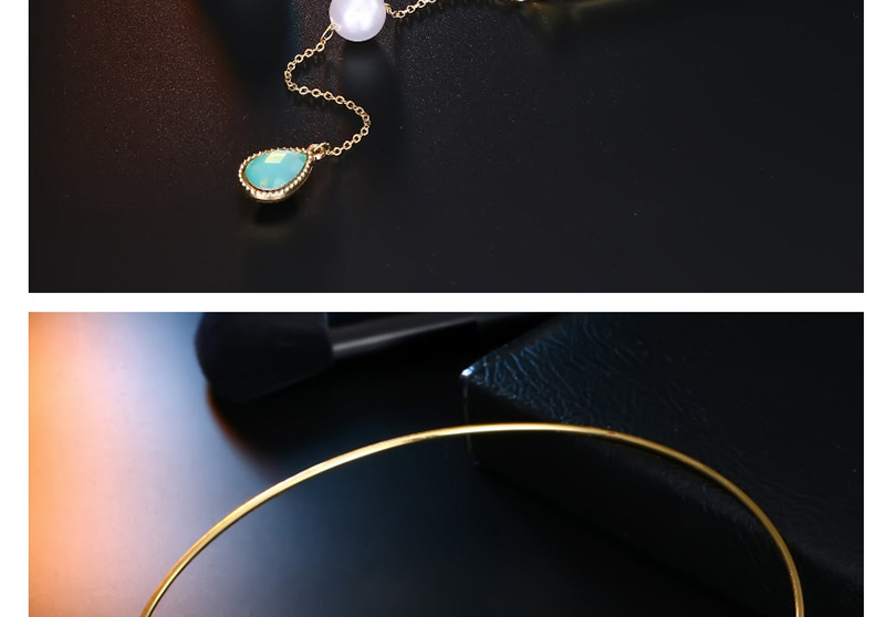 Fashion Water Drop Blue Round Pearl Open Pearl Stud Earrings Set,Jewelry Sets