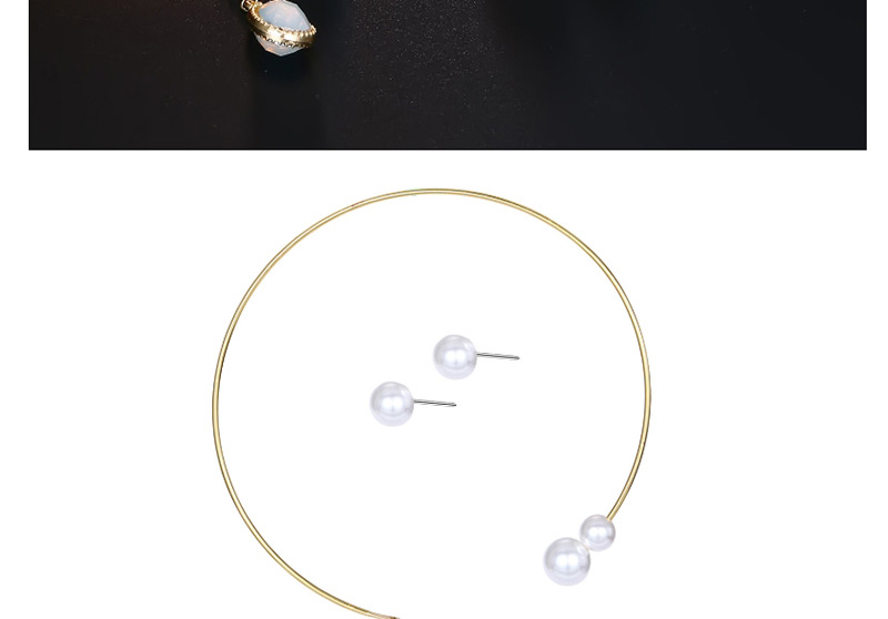 Fashion Water Drop Blue Round Pearl Open Pearl Stud Earrings Set,Jewelry Sets