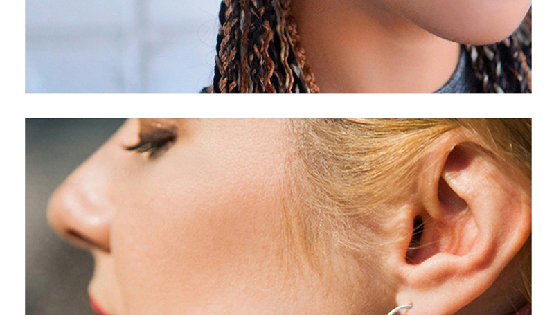 Fashion Steel Color Stainless Steel Zircon C-shaped Earrings,Earrings