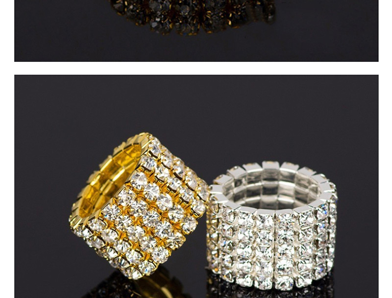 Fashion Gold Five Rows Of Diamond Rings,Fashion Rings