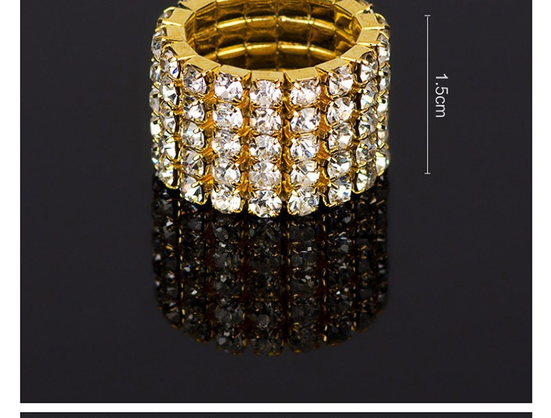 Fashion Gold Five Rows Of Diamond Rings,Fashion Rings