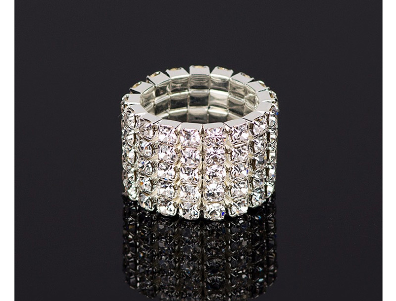 Fashion Silver Five Rows Of Diamond Rings,Fashion Rings