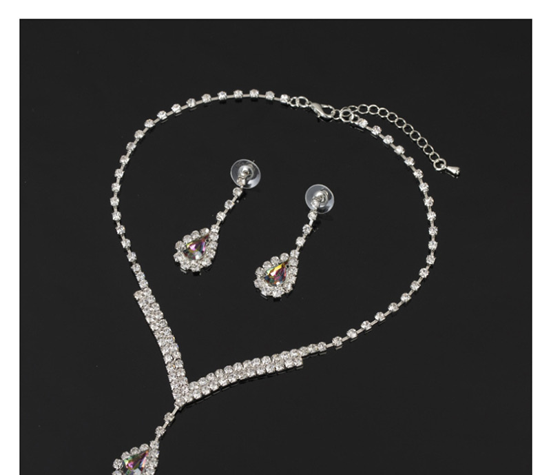 Fashion Blue Diamond Crystal Necklace Earring Set,Jewelry Sets