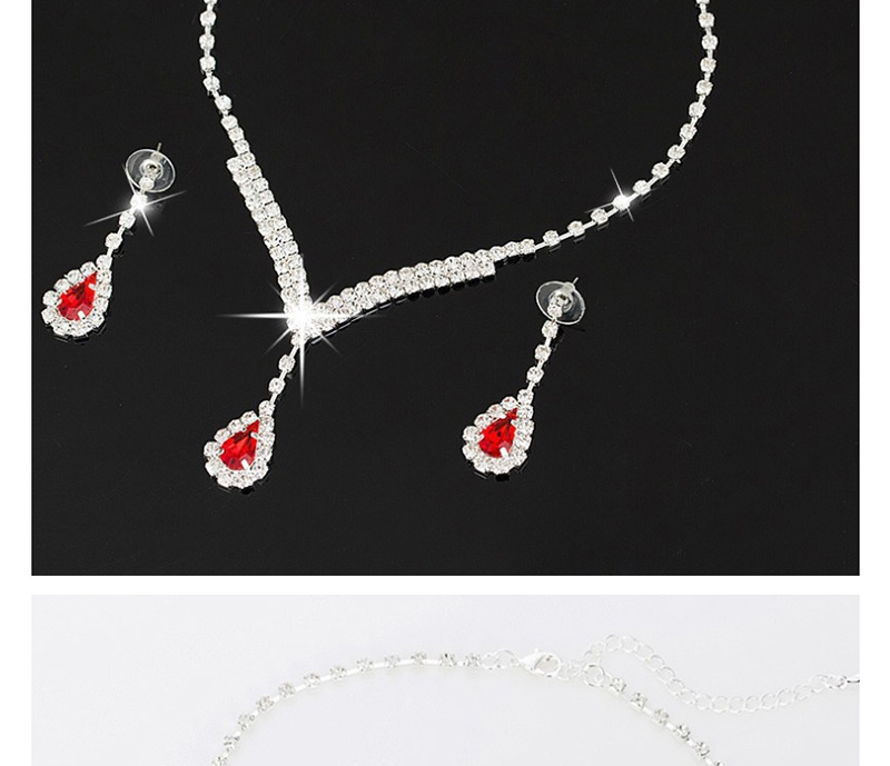 Fashion Red Diamond Crystal Necklace Earring Set,Jewelry Sets