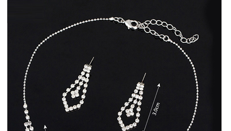 Fashion Silver Openwork Flower-studded Earrings Necklace Set,Jewelry Sets