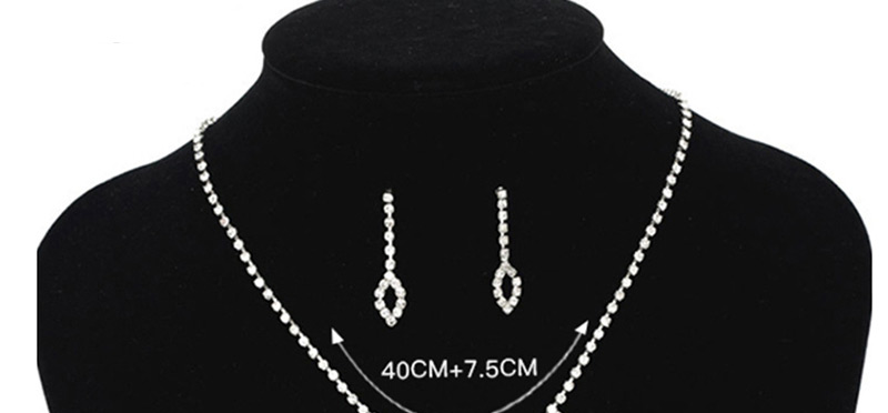 Fashion Silver Openwork Fringed Diamond Necklace Earrings Two-piece,Jewelry Sets
