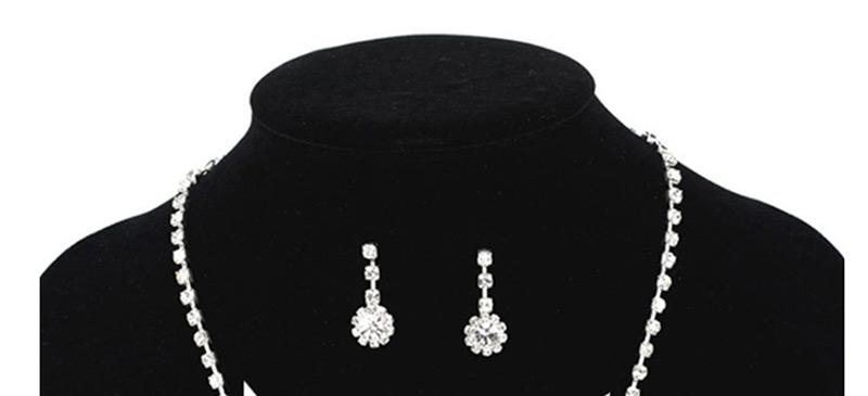 Fashion Silver Flower-studded Earrings Necklace Set,Jewelry Sets