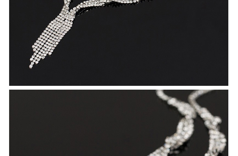 Fashion Silver Fringed Diamond Necklace Earring Set,Jewelry Sets