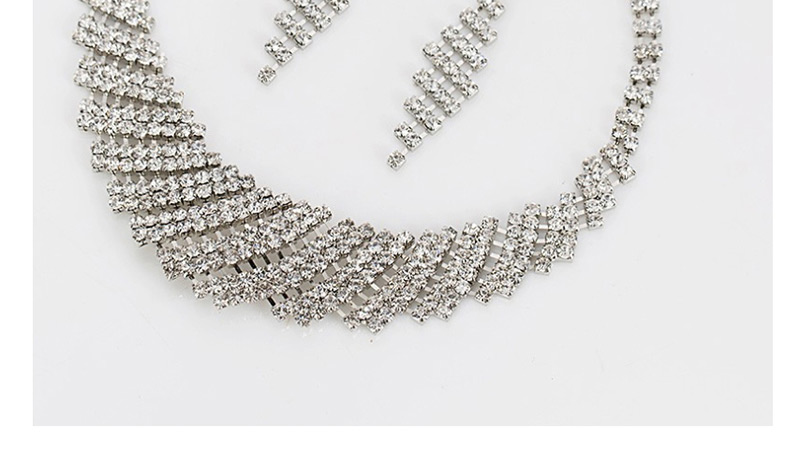 Fashion Silver Diamond Necklace Earring Set,Jewelry Sets