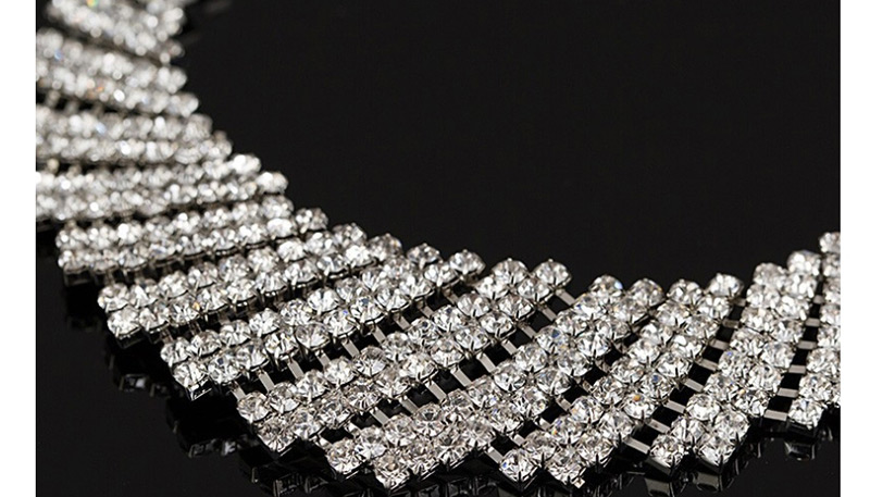 Fashion Silver Diamond Necklace Earring Set,Jewelry Sets