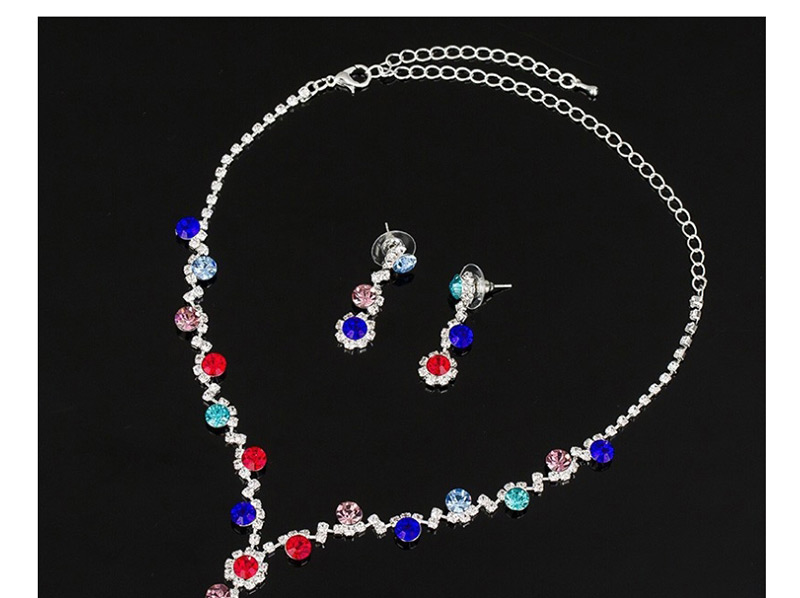Fashion Blue Diamond Necklace Earring Set,Jewelry Sets