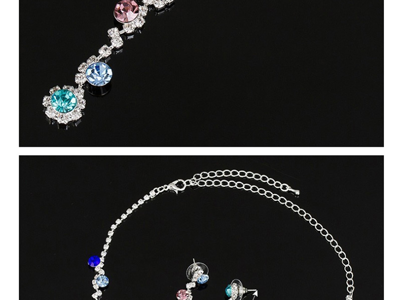 Fashion Blue Diamond Necklace Earring Set,Jewelry Sets