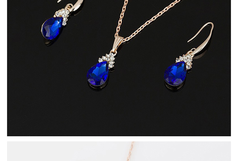 Fashion Blue Water Drop Diamond Necklace Earring Set,Jewelry Sets