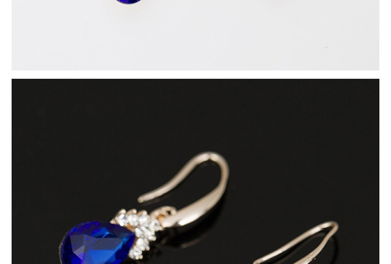 Fashion Blue Water Drop Diamond Necklace Earring Set,Jewelry Sets