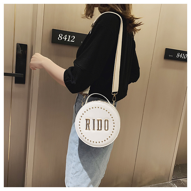 Fashion Black Studded Letter Crossbody Shoulder Bag,Handbags