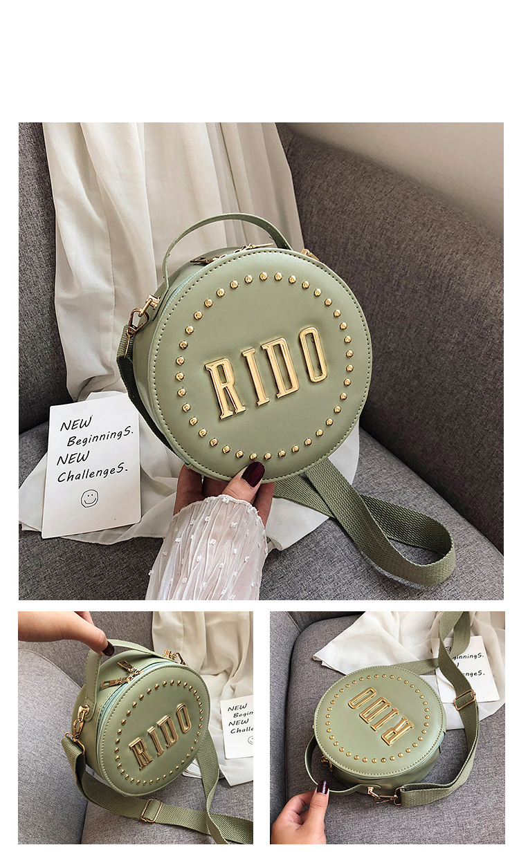 Fashion Green Studded Letter Crossbody Shoulder Bag,Handbags