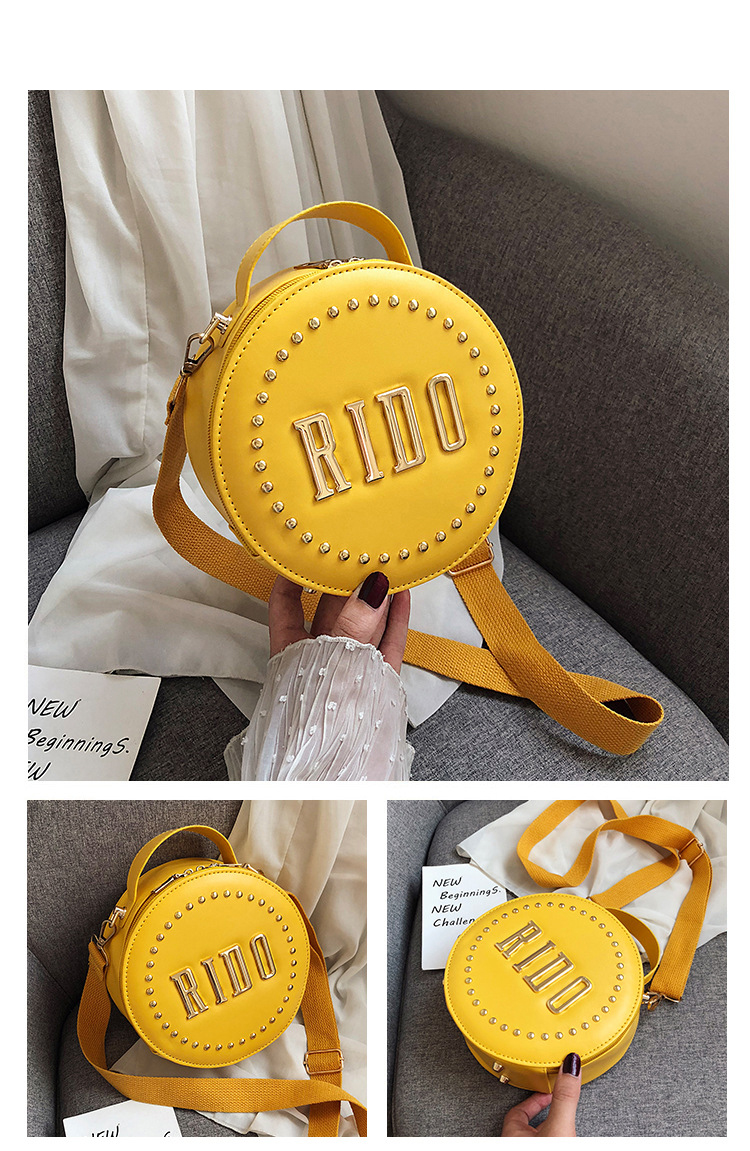Fashion Yellow Studded Letter Crossbody Shoulder Bag,Handbags