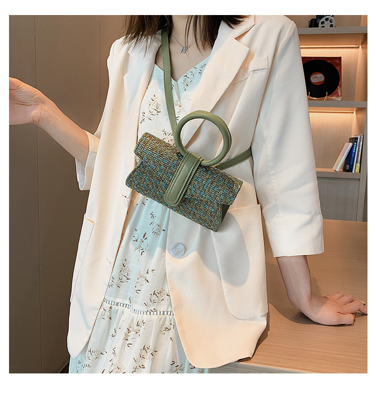 Fashion Green Plaid Woolen Stitching Shoulder Bag Shoulder Bag,Handbags