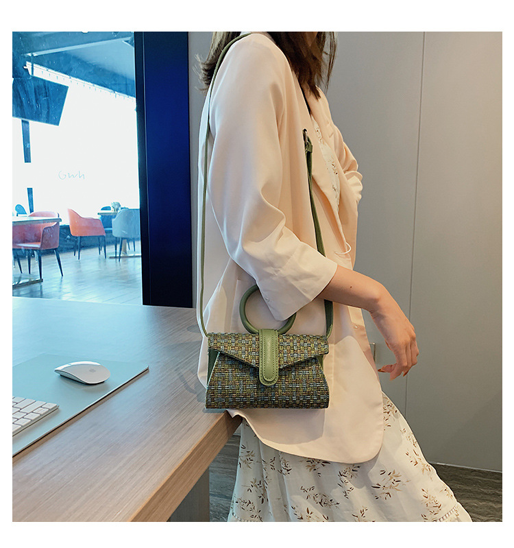 Fashion Green Plaid Woolen Stitching Shoulder Bag Shoulder Bag,Handbags