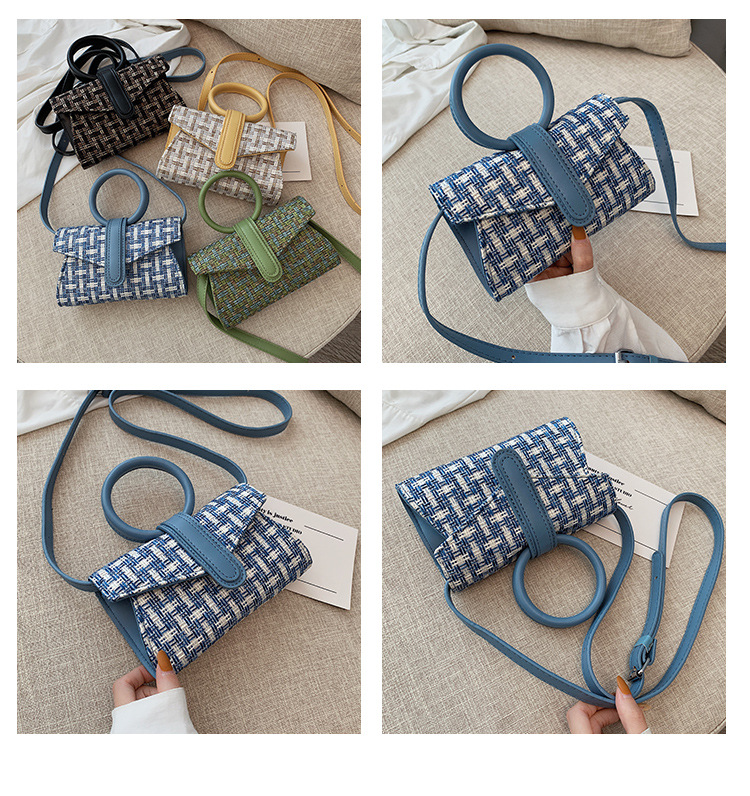 Fashion Blue Plaid Woolen Stitching Shoulder Bag Shoulder Bag,Handbags