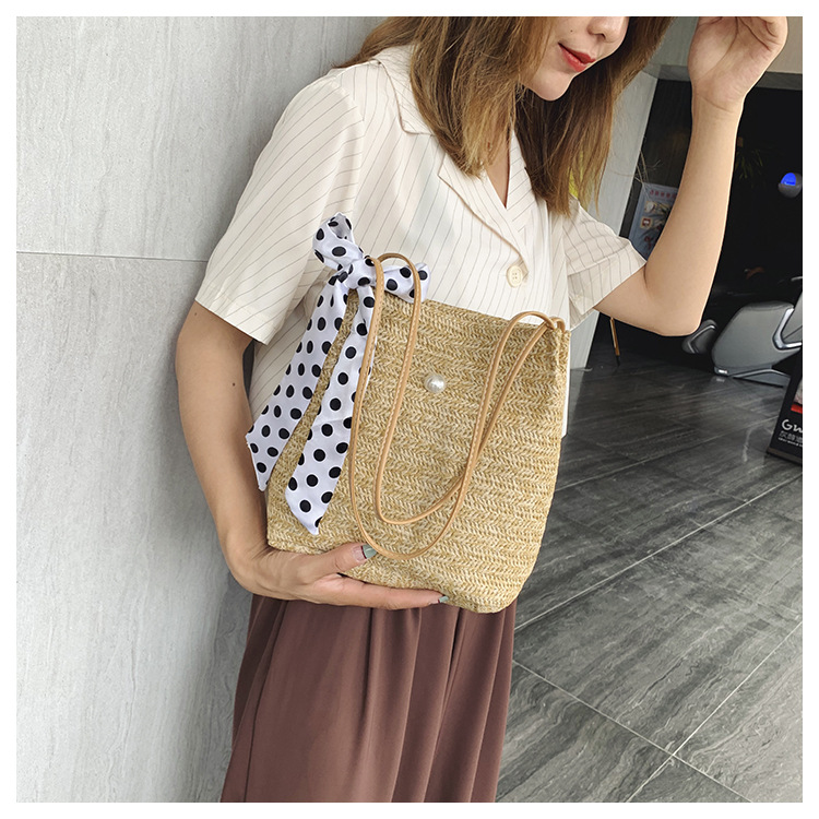 Fashion Solid White Scarf Straw Shoulder Messenger Bag,Messenger bags