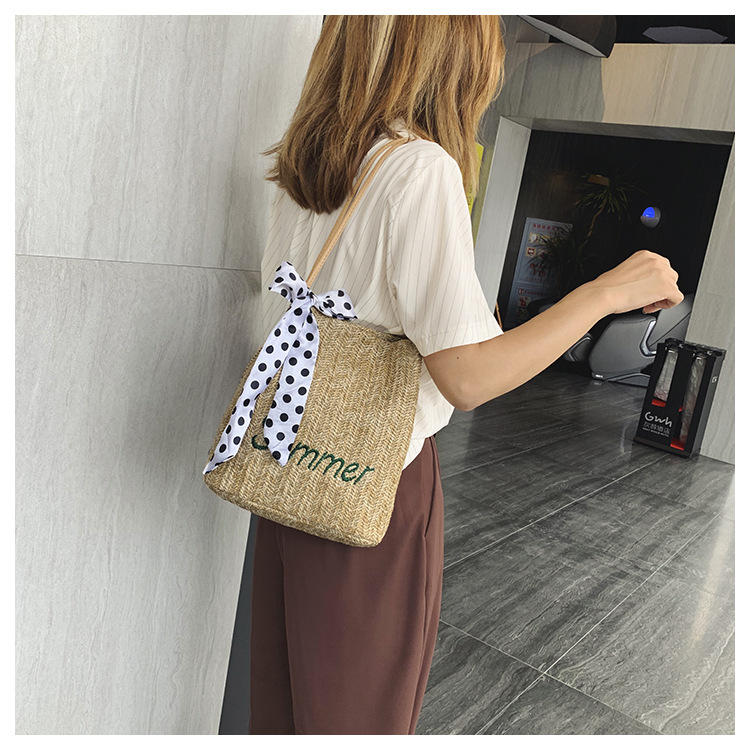 Fashion Solid Color Khaki Scarf Straw Shoulder Messenger Bag,Messenger bags