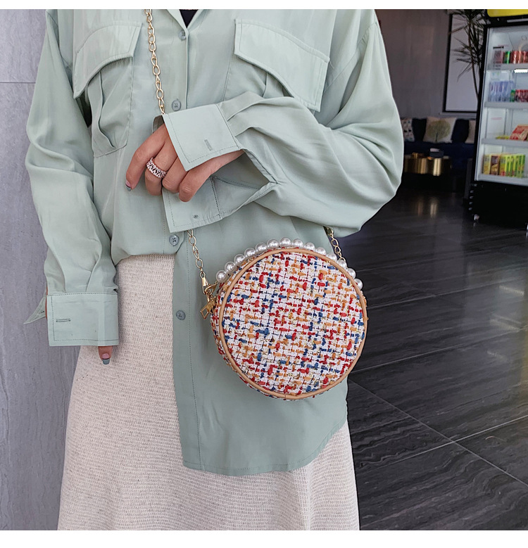 Fashion White Chain Pearl Portable Diagonal Package,Handbags