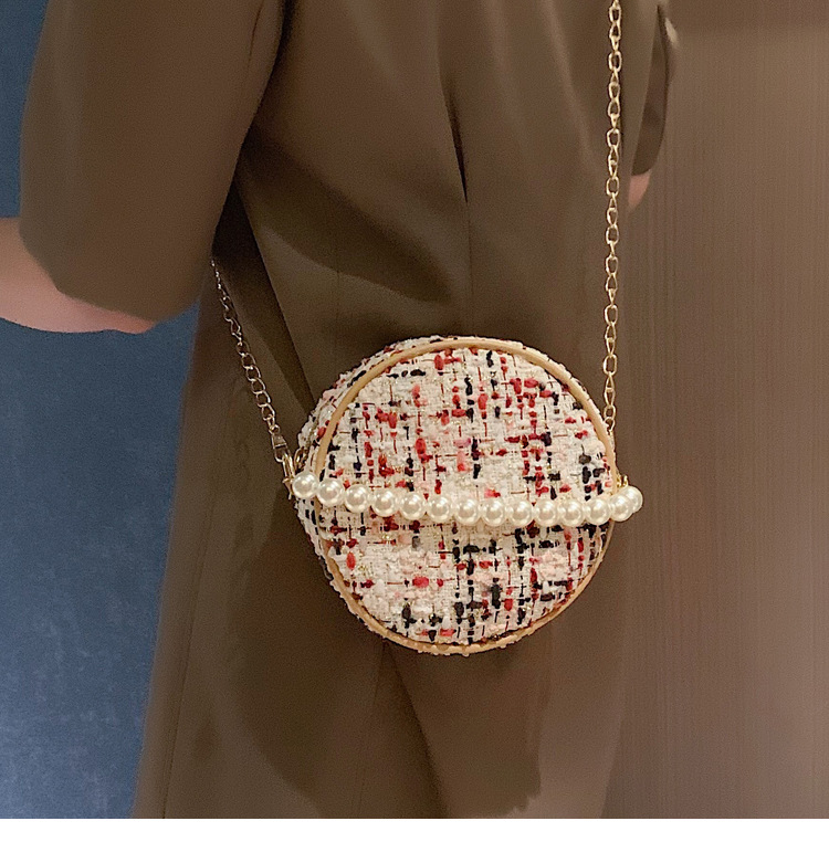 Fashion Red Chain Pearl Portable Diagonal Package,Handbags