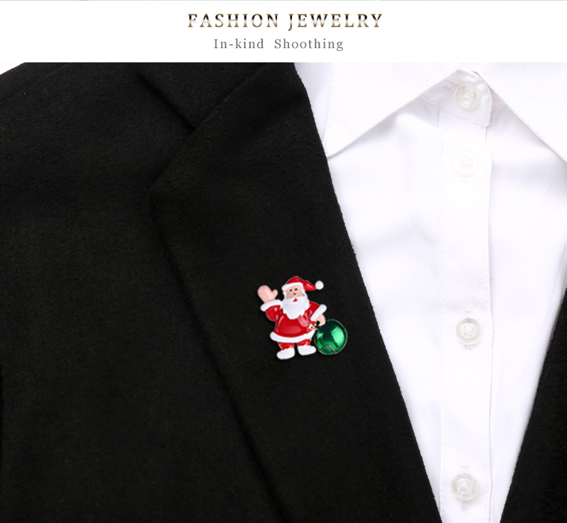 Fashion Red Drip Santa Claus Gift Bag Brooch,Korean Brooches