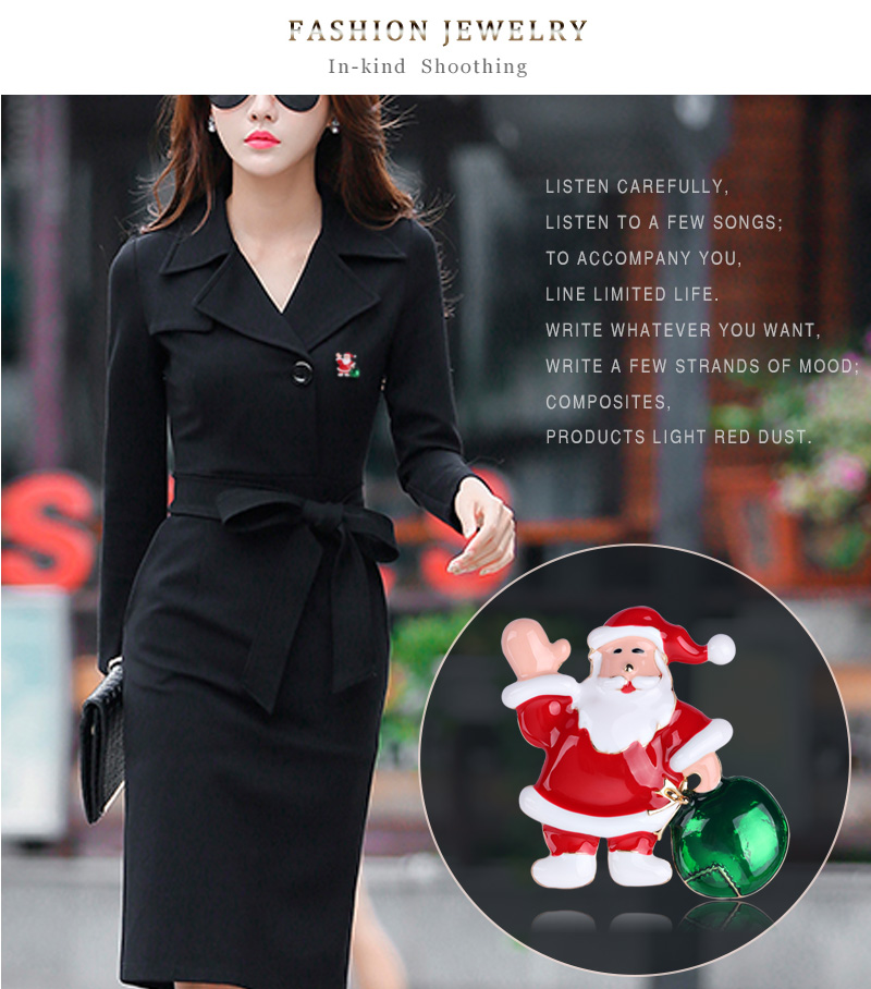 Fashion Red Drip Santa Claus Gift Bag Brooch,Korean Brooches