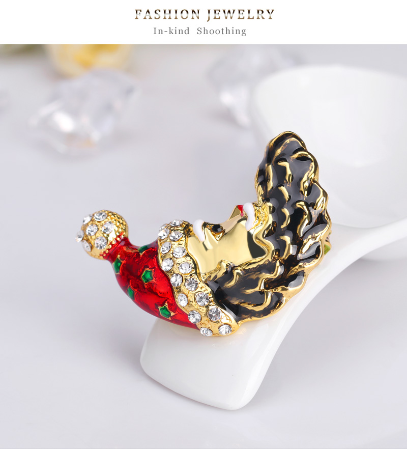 Fashion Red Drip Oil-studded Christmas Hat Old Man Brooch,Korean Brooches