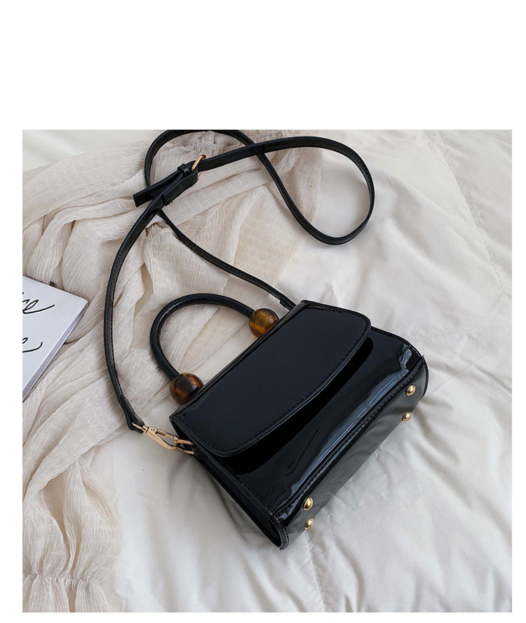 Fashion Black Wooden Beads Bright Pu Hand Shoulder Shoulder Bag,Handbags