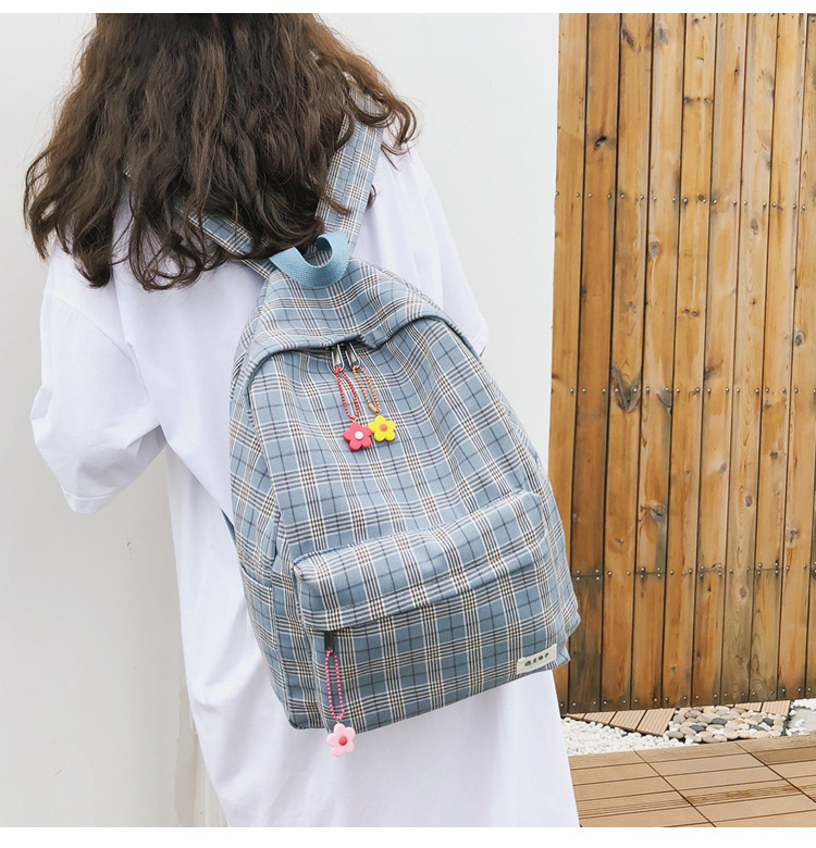 Fashion Pink Canvas Plaid Backpack,Backpack