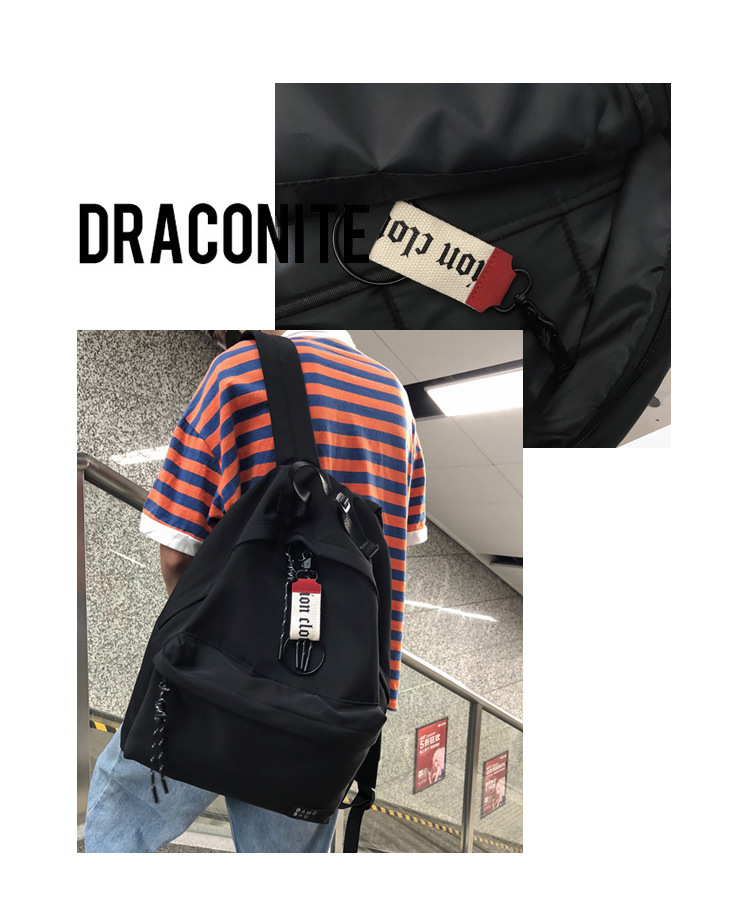 Fashion Gray Labeled Contrast Ribbon Backpack,Backpack